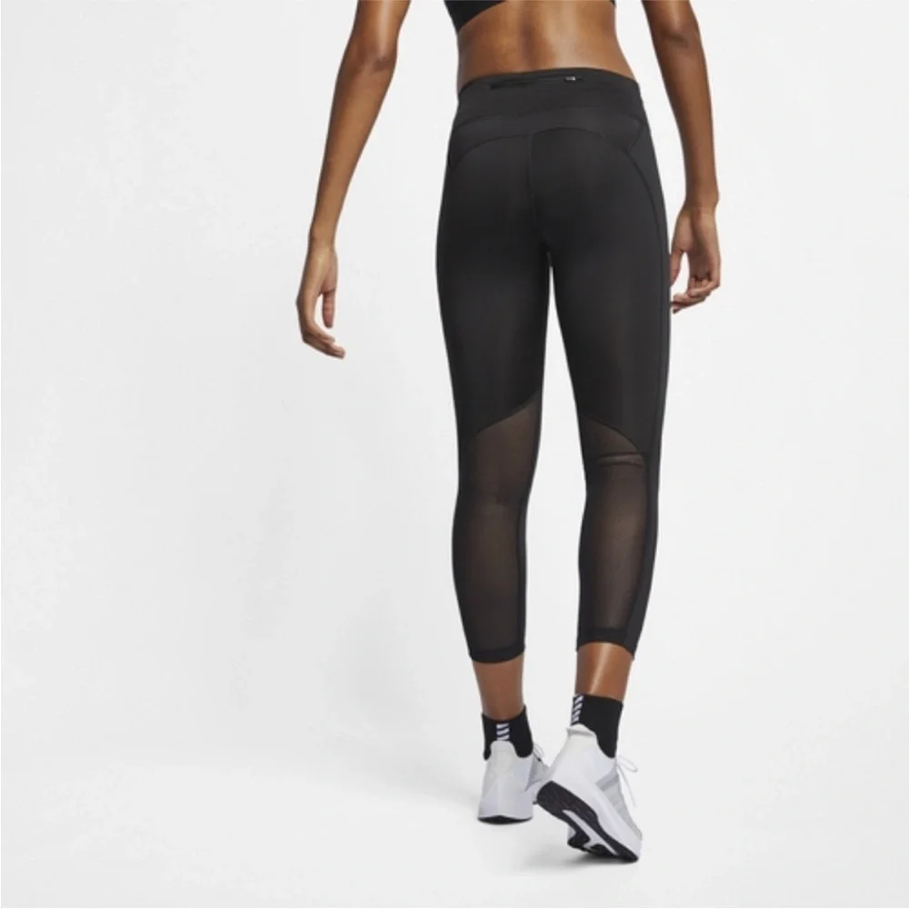Nike Fast Dri-FIT Crop Leggings XS Black Mid Rise Athletic Running NWT